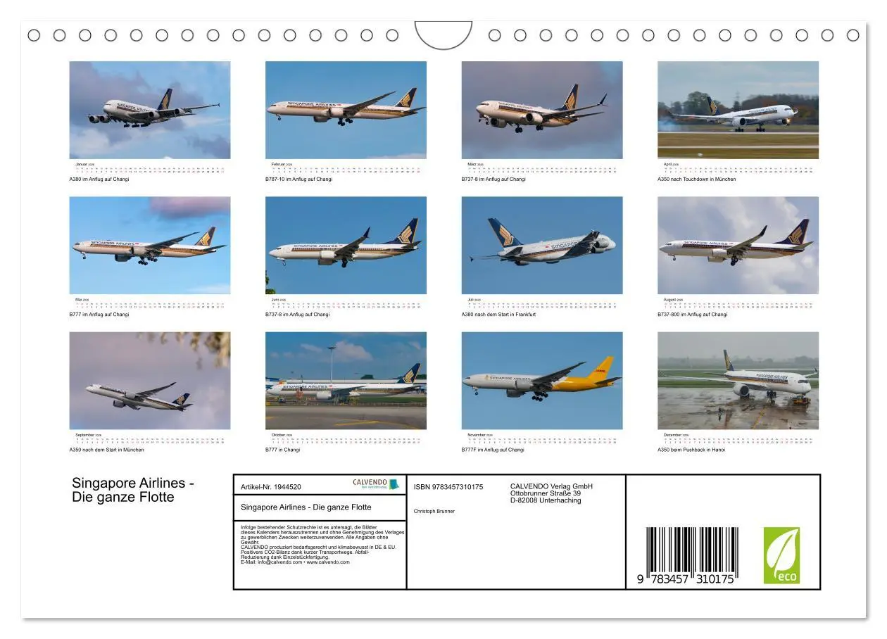 Bild: 9783457310175 | Singapore Airlines - Die ganze Flotte (Wandkalender 2026 DIN A4...