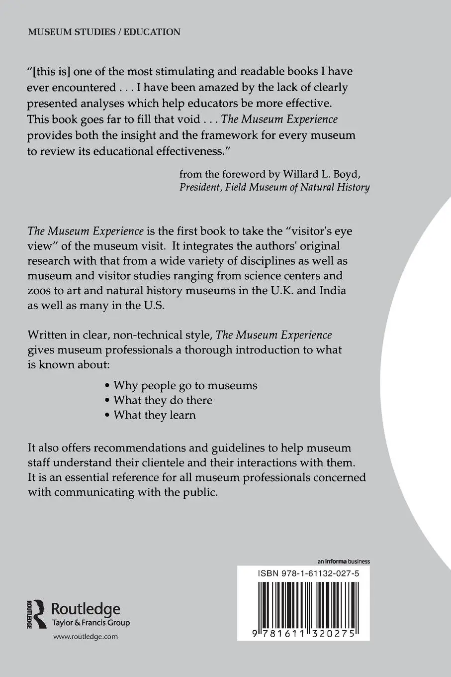 Rückseite: 9781611320275 | The Museum Experience | John H Falk (u. a.) | Taschenbuch | Englisch