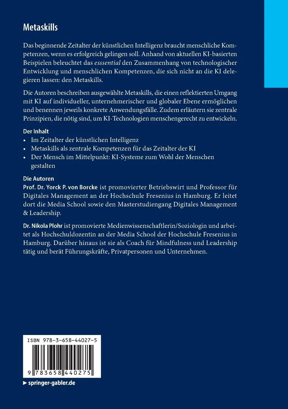 Rückseite: 9783658440275 | Metaskills | Nikola Plohr (u. a.) | Taschenbuch | ix | Deutsch | 2024