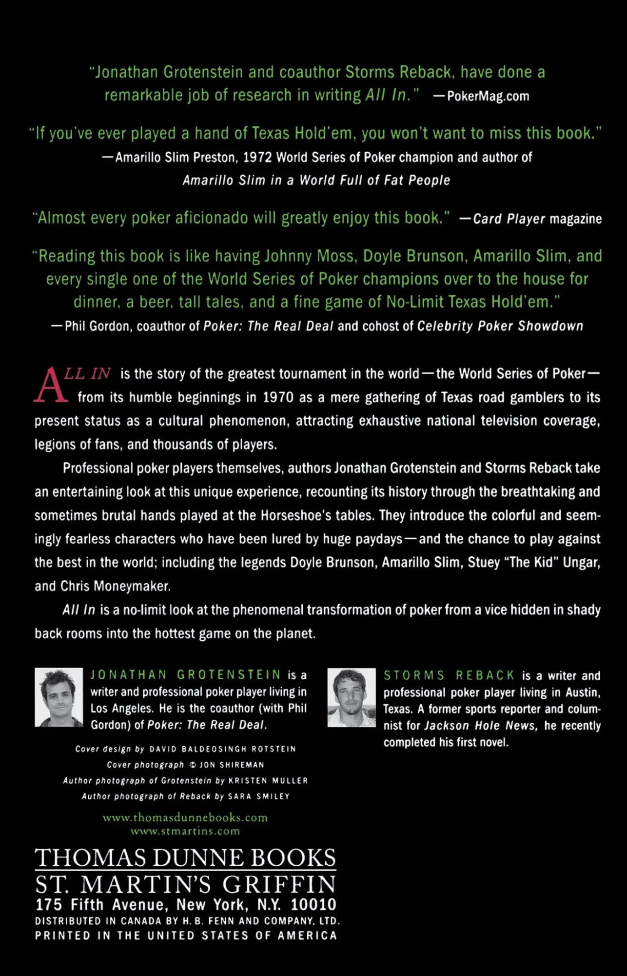 Rückseite: 9780312360375 | All in | The (Almost) Entirely True Story of the World Series of Poker