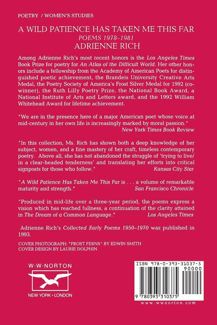 Rückseite: 9780393310375 | Wild Patience Has Taken Me This Far | Poems 1978-1981 (Revised) | Rich