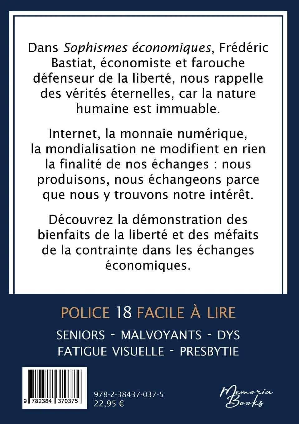 Rückseite: 9782384370375 | Sophismes économiques en grands caractères | Frédéric Bastiat | Buch