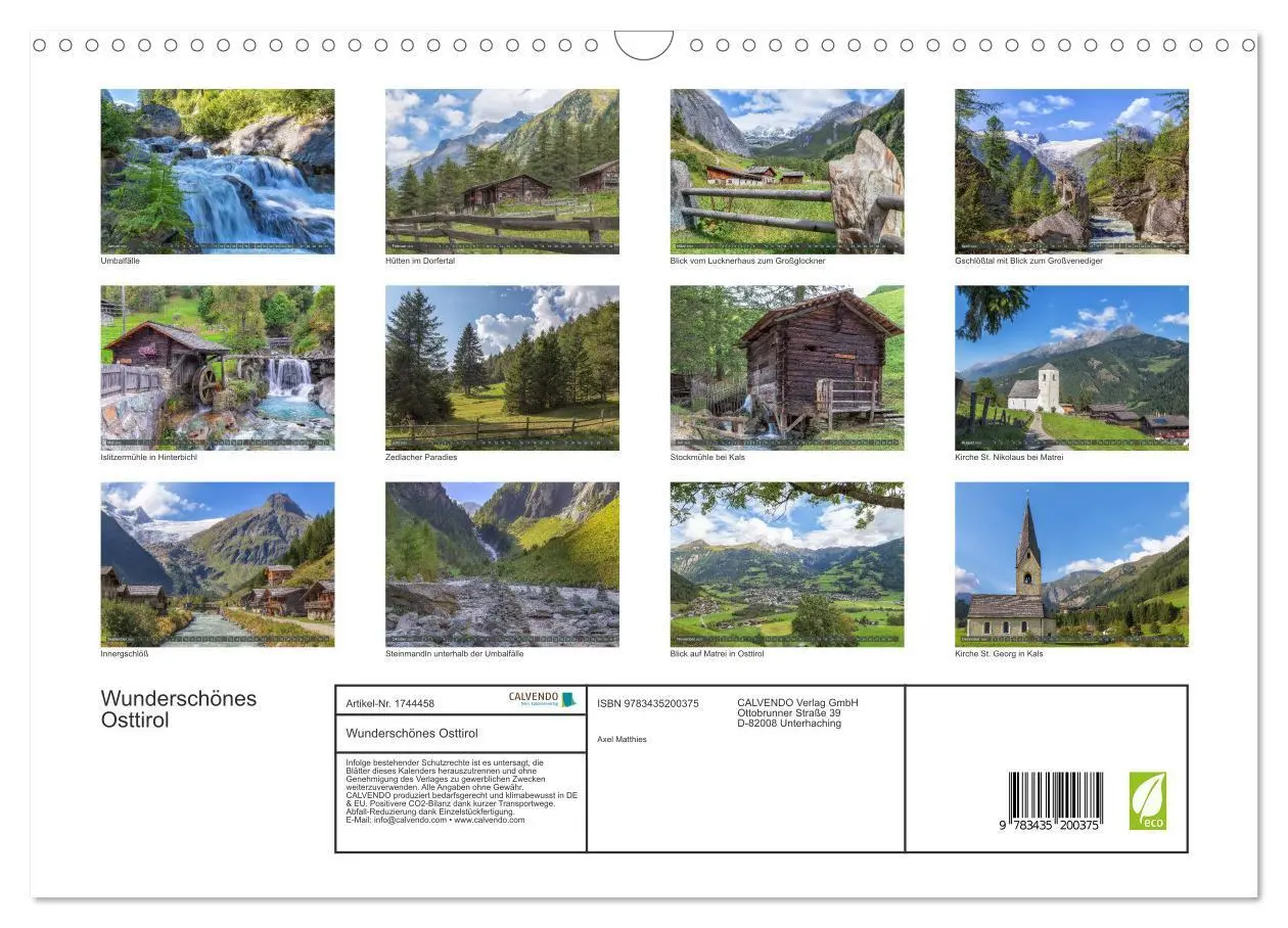 Bild: 9783435200375 | Wunderschönes Osttirol (Wandkalender 2025 DIN A3 quer), CALVENDO...