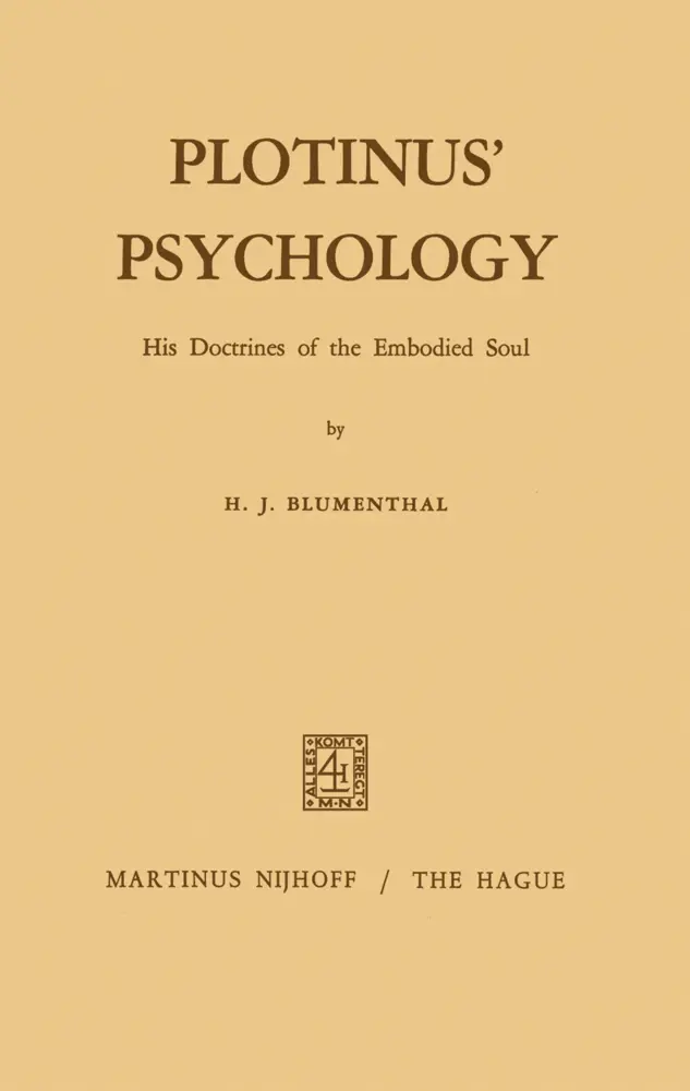 Cover: 9789024750375 | Plotinus¿ Psychology | His Doctrines of the Embodied Soul | Blumenthal