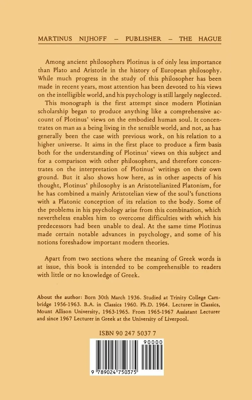 Rückseite: 9789024750375 | Plotinus' Psychology | His Doctrines of the Embodied Soul | Blumenthal