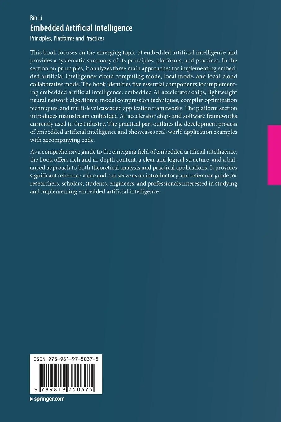 Rückseite: 9789819750375 | Embedded Artificial Intelligence | Principles, Platforms and Practices