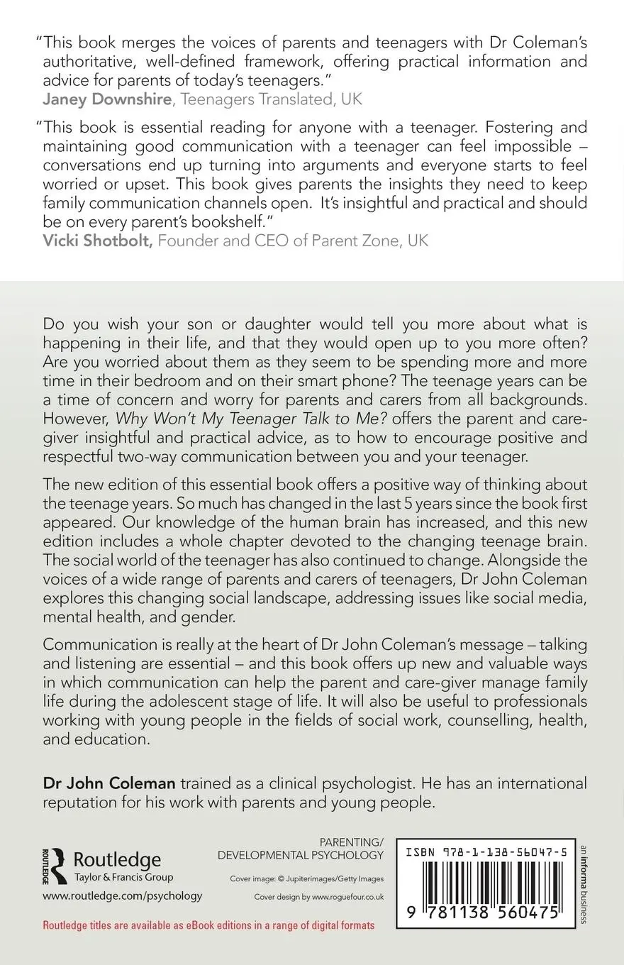 Rückseite: 9781138560475 | Why Won't My Teenager Talk to Me? | John Coleman | Taschenbuch | 2018