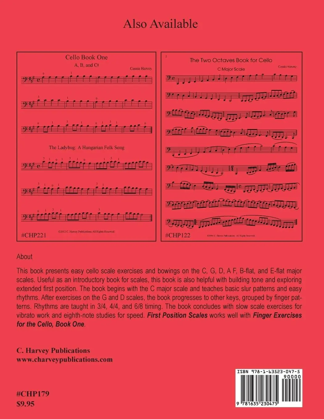 Rückseite: 9781635230475 | First Position Scale Studies for the Cello, Book One | Cassia Harvey