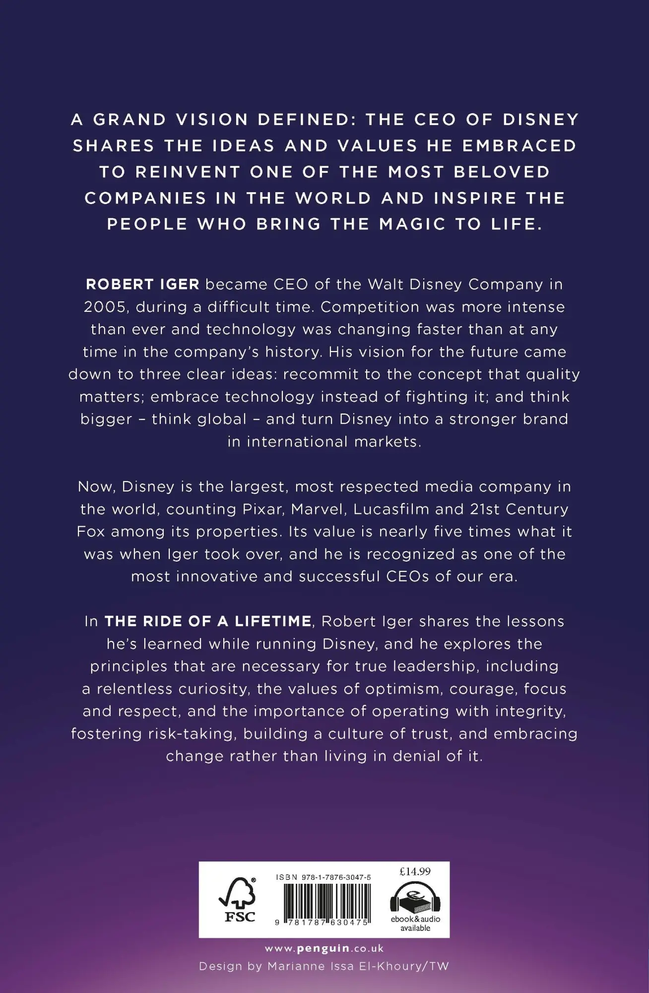 Rückseite: 9781787630475 | The Ride of a Lifetime | Robert Iger | Taschenbuch | XXIV | Englisch