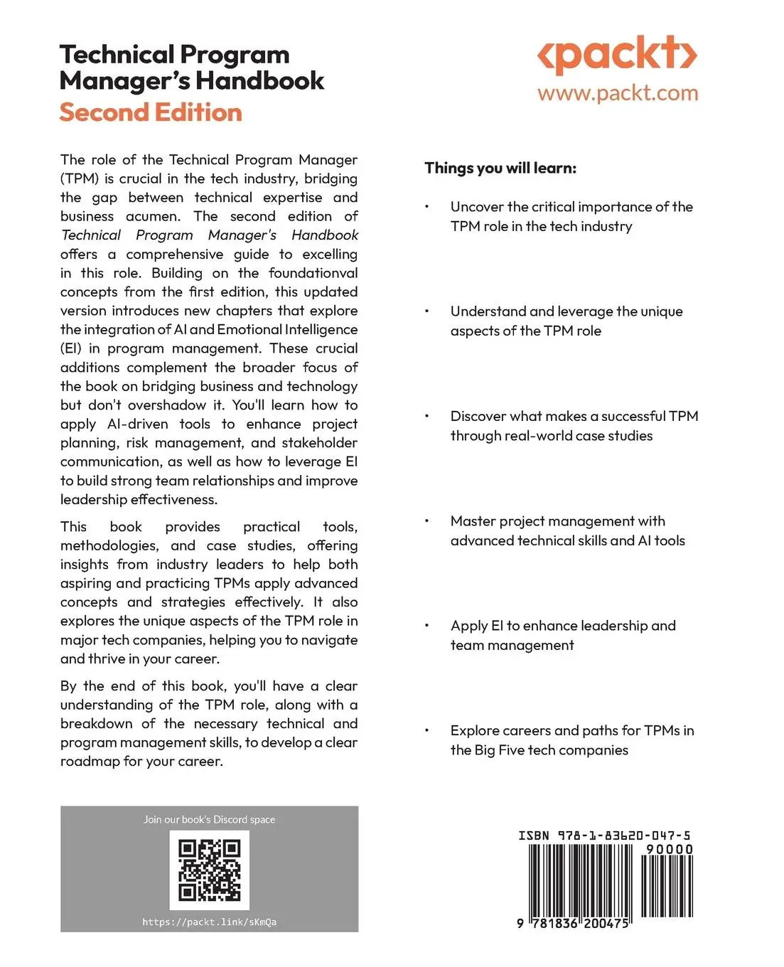 Rückseite: 9781836200475 | Technical Program Manager's Handbook - Second Edition | Teter | Buch