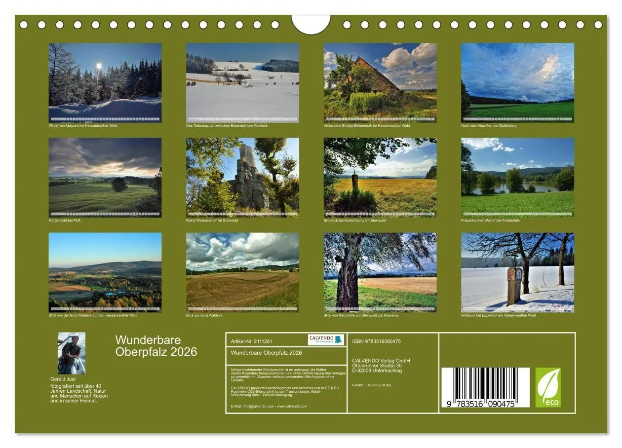 Bild: 9783516090475 | Wunderbare Oberpfalz 2026 (Wandkalender 2026 DIN A4 quer), CALVENDO...