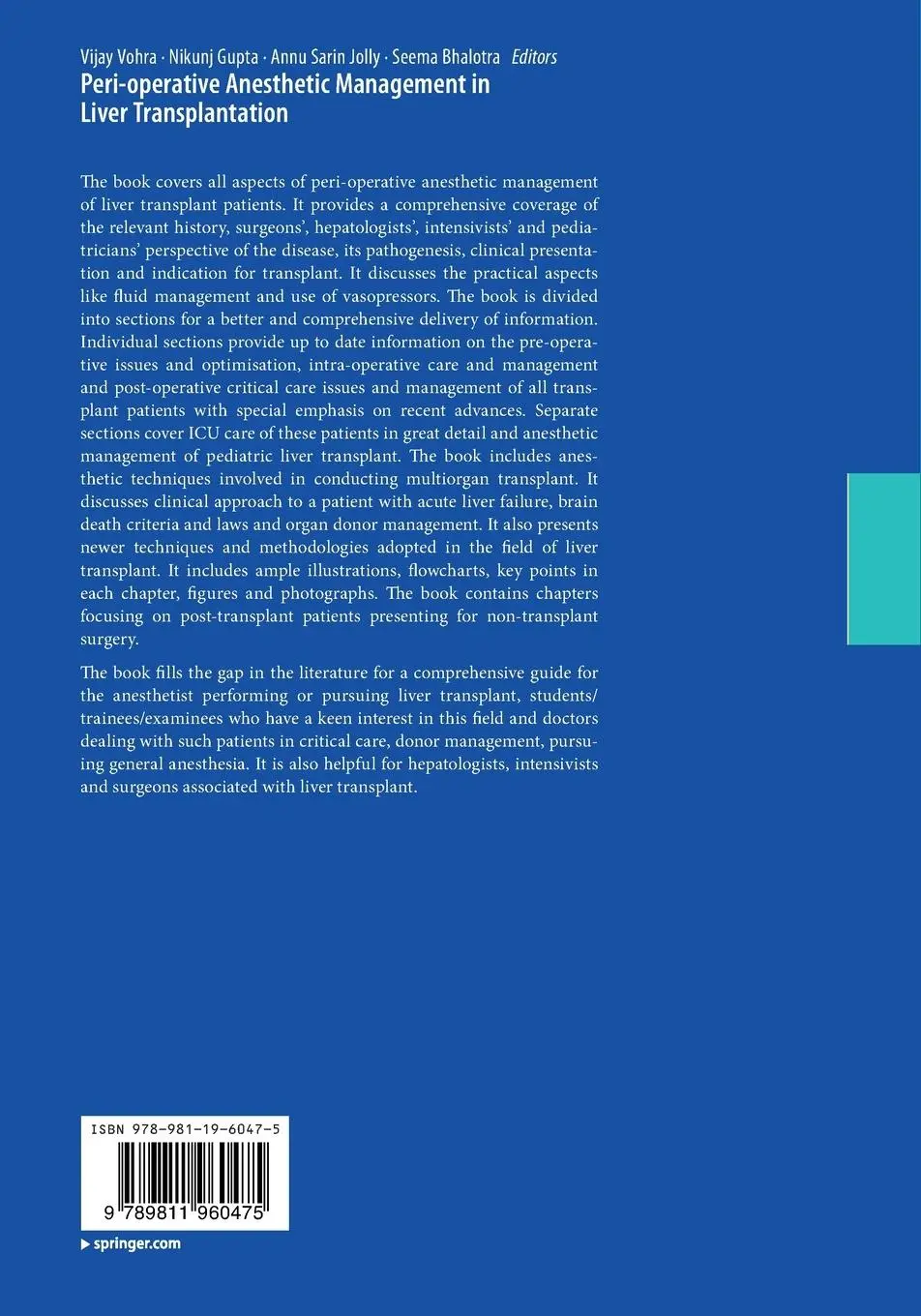 Rückseite: 9789811960475 | Peri-operative Anesthetic Management in Liver Transplantation | Buch
