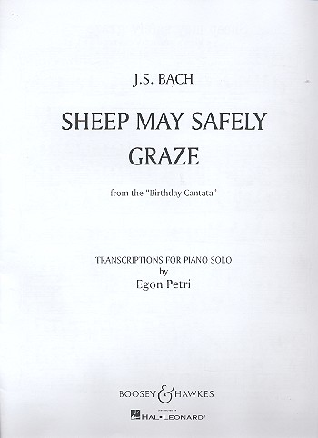 Cover: 9790051280575 | Sheep May Safely Graze | aus der Geburtstagskantate BWV 208 (Petri)