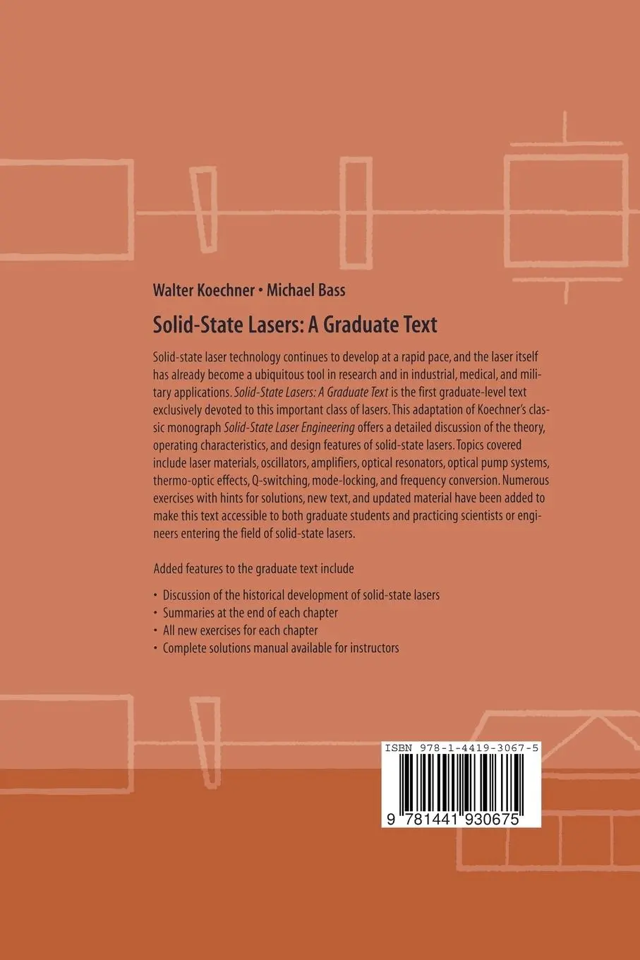 Rückseite: 9781441930675 | Solid-State Lasers | A Graduate Text | Michael Bass (u. a.) | Buch