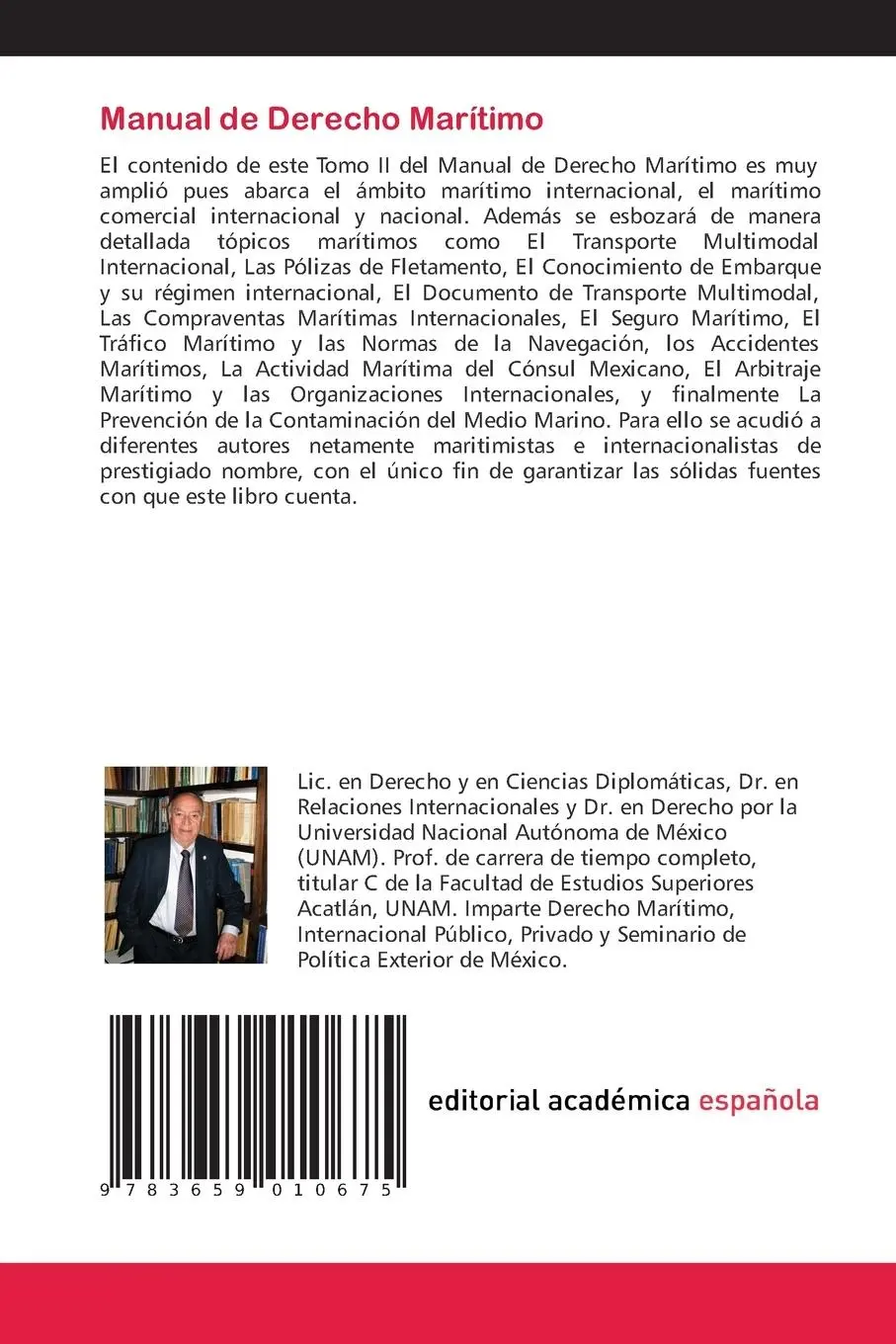 Rückseite: 9783659010675 | Manual de Derecho Marítimo | Derecho Marítimo Tomo II | Salgado | Buch