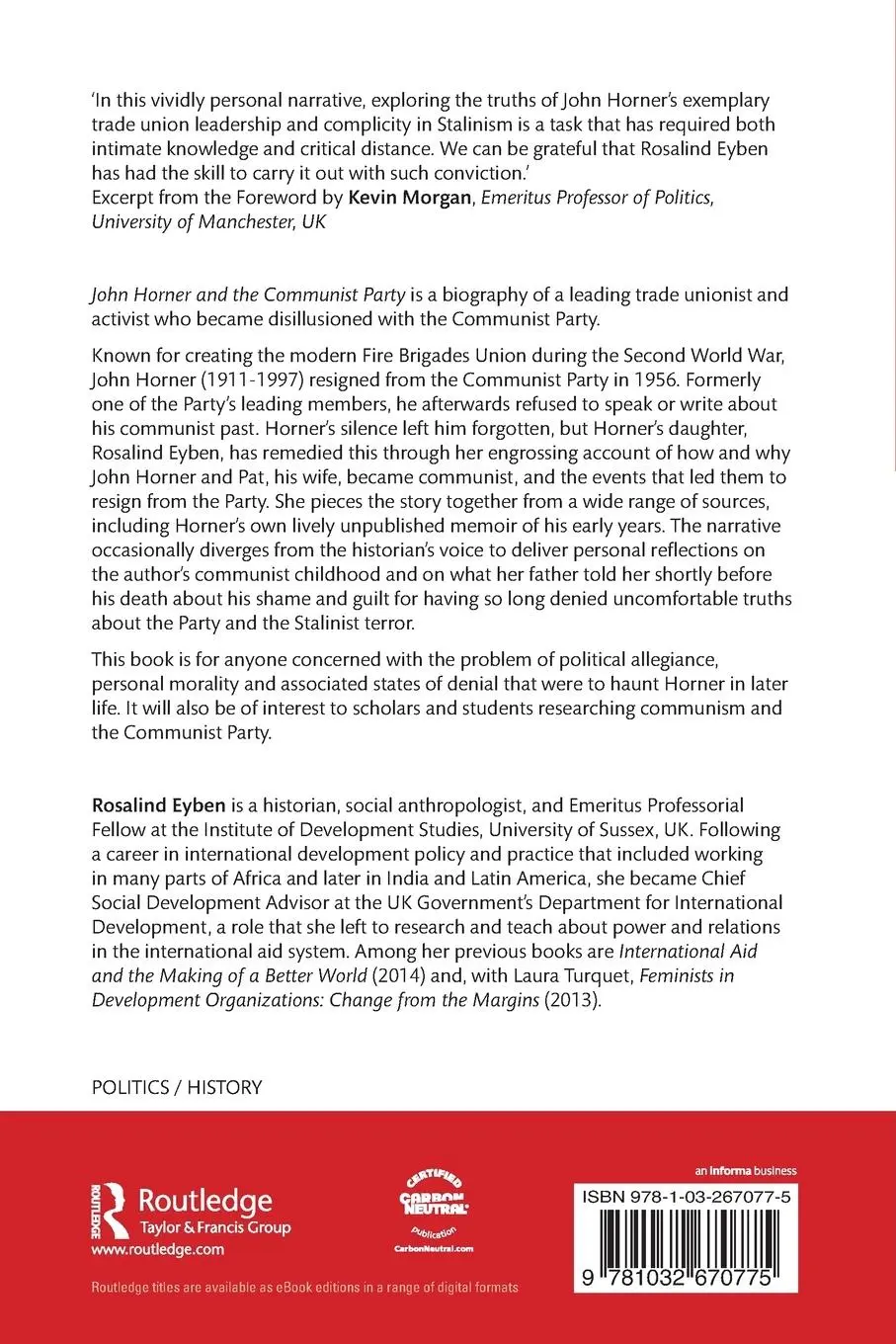 Rückseite: 9781032670775 | John Horner and the Communist Party | Rosalind Eyben | Taschenbuch
