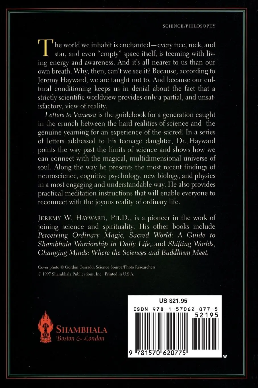 Rückseite: 9781570620775 | Letters to Vanessa | Jeremy Hayward | Taschenbuch | Englisch | 1997