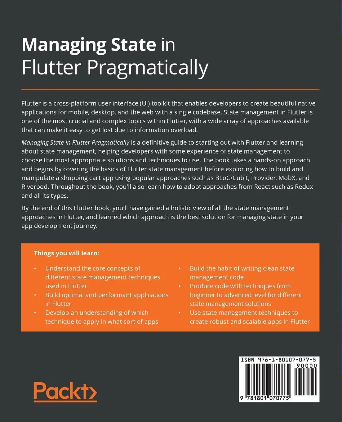Rückseite: 9781801070775 | Managing State in Flutter Pragmatically | Waleed Arshad | Taschenbuch
