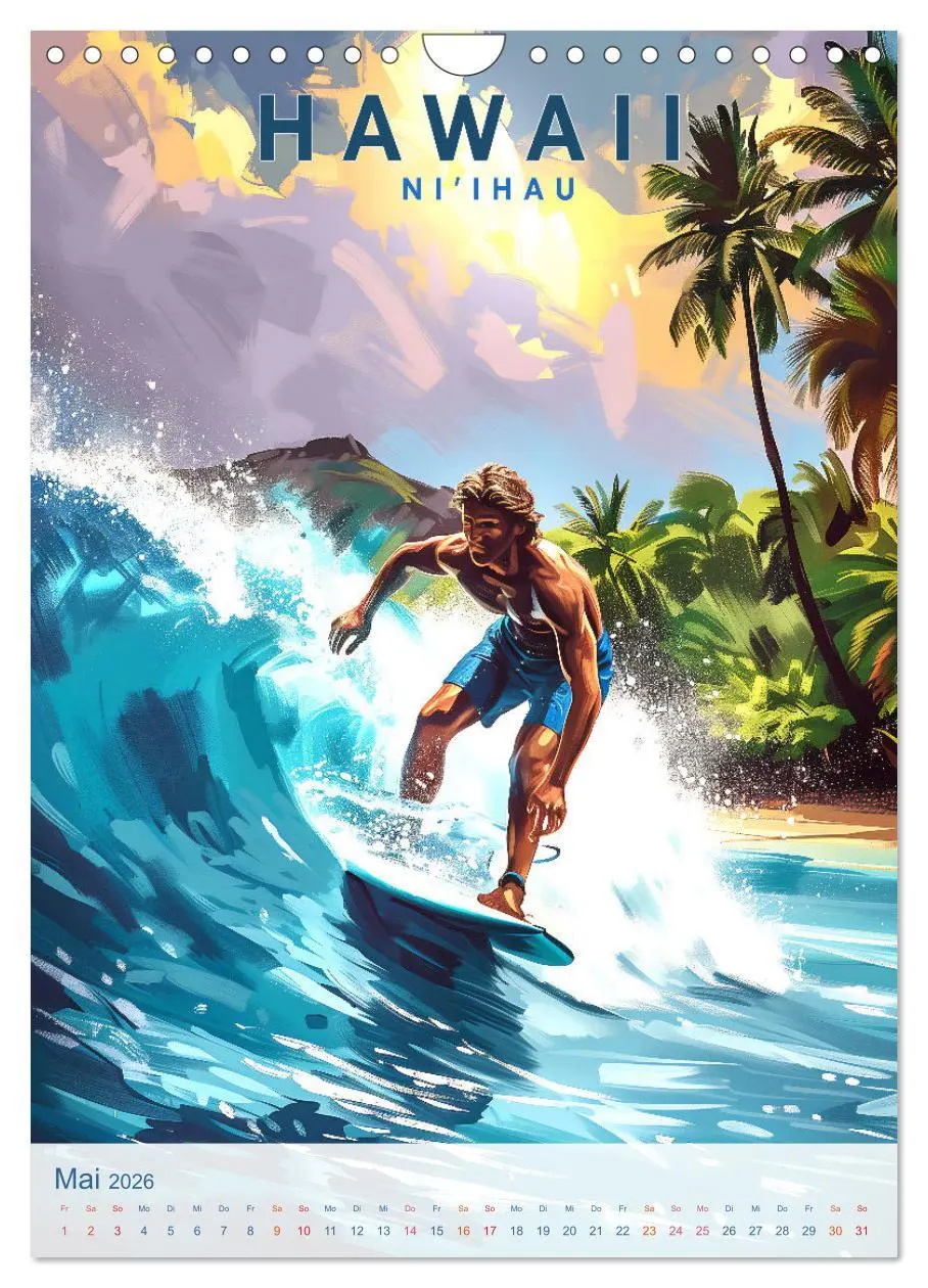 Bild: 9783457280775 | Hawaii - Old School Poster Style (Wandkalender 2026 DIN A4 hoch),...