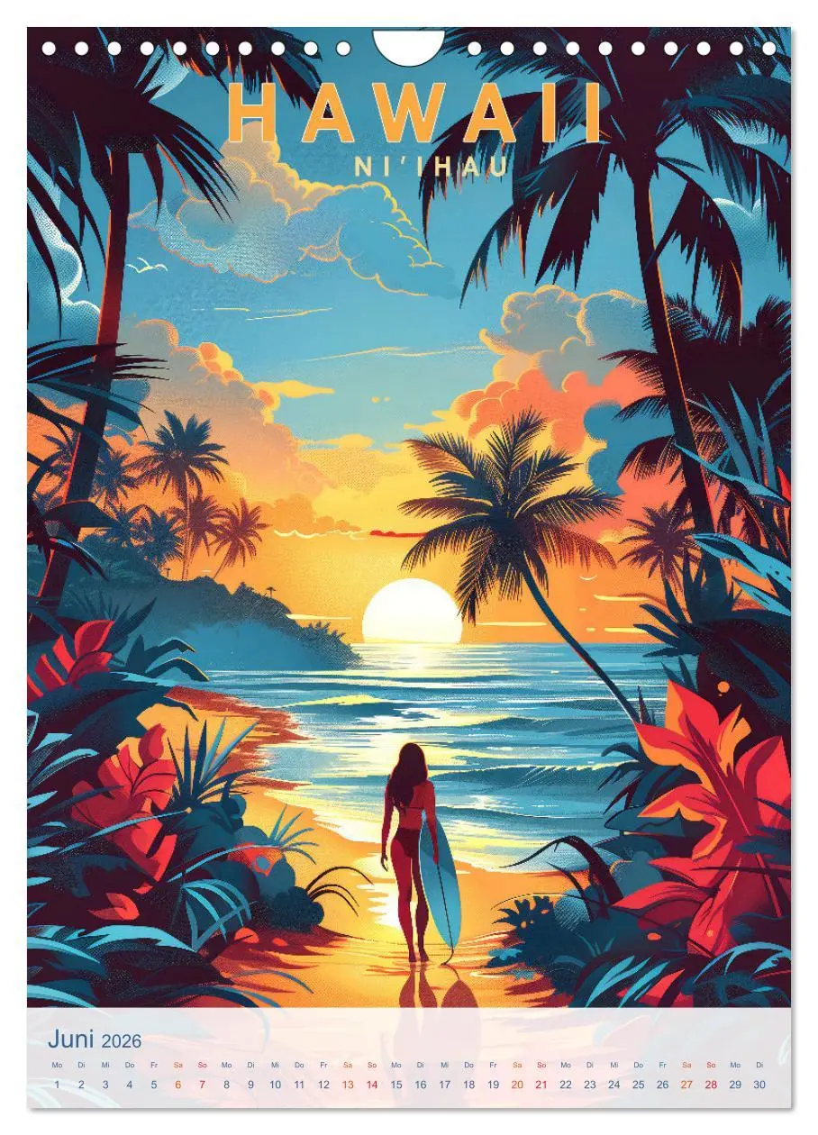 Bild: 9783457280775 | Hawaii - Old School Poster Style (Wandkalender 2026 DIN A4 hoch),...