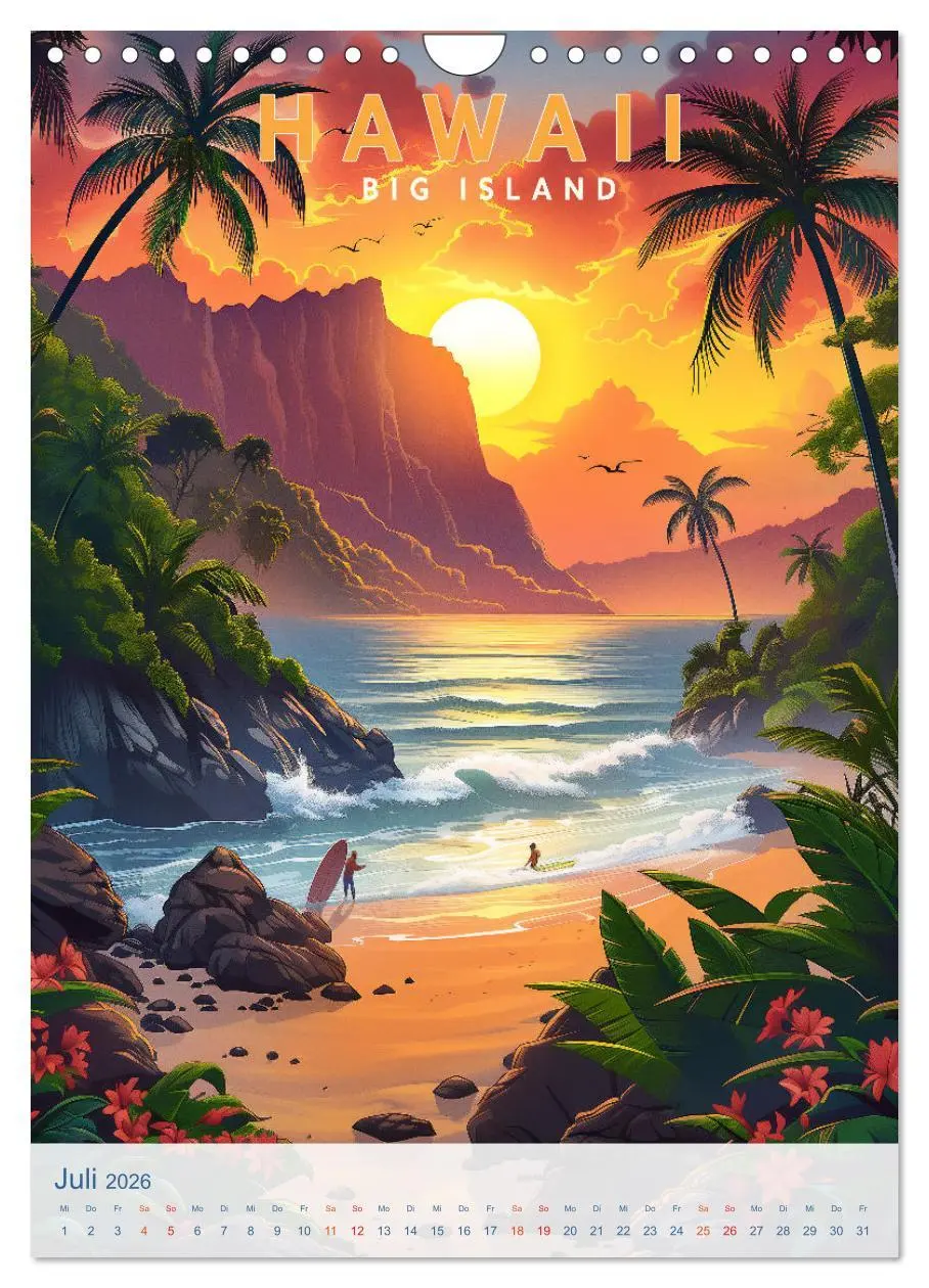 Bild: 9783457280775 | Hawaii - Old School Poster Style (Wandkalender 2026 DIN A4 hoch),...