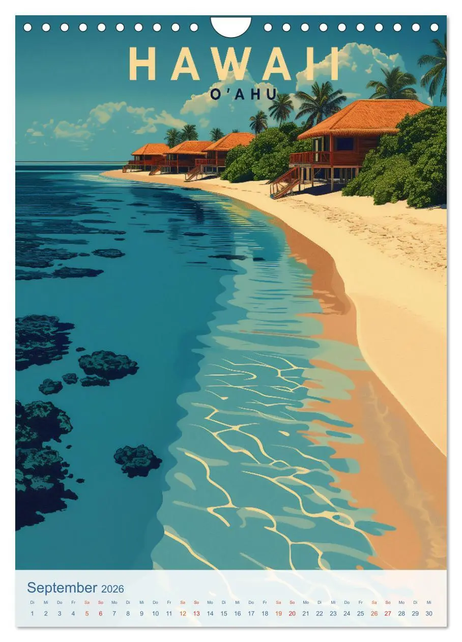 Bild: 9783457280775 | Hawaii - Old School Poster Style (Wandkalender 2026 DIN A4 hoch),...