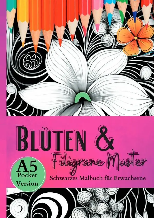 Cover: 9783757560775 | Schwarzes Malbuch für Erwachsene "Blüten &amp; Filigrane Muster" | Buch