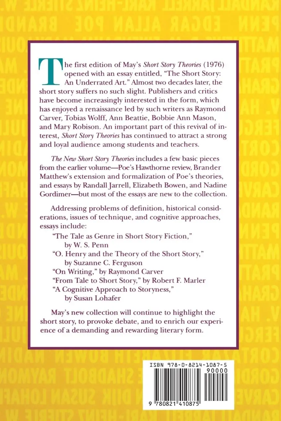 Rückseite: 9780821410875 | The New Short Story Theories | Charles E. May | Taschenbuch | Englisch