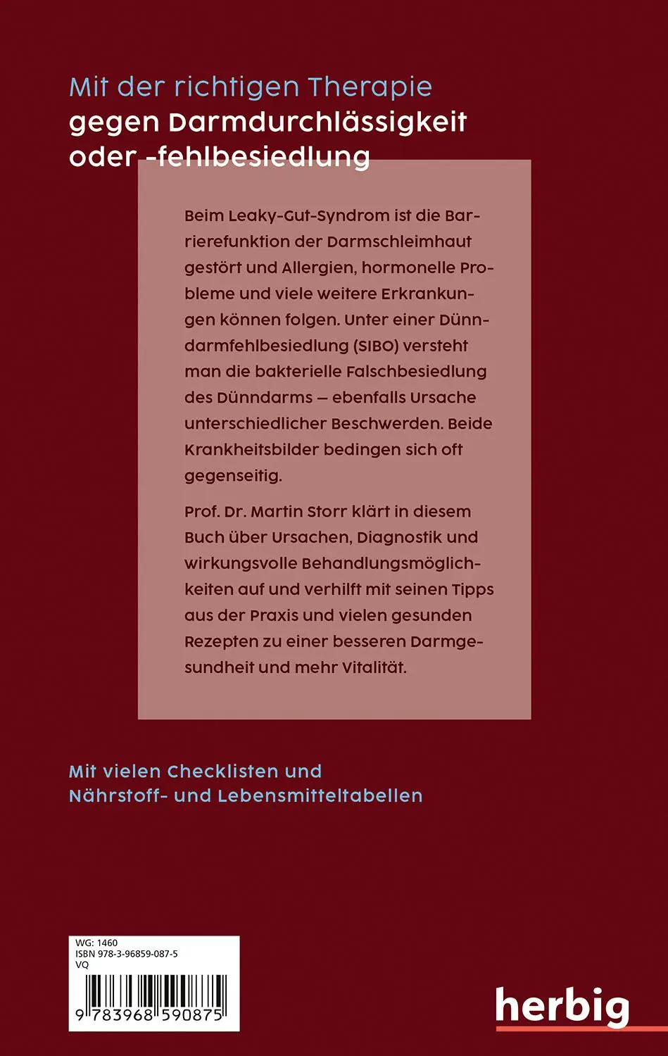Rückseite: 9783968590875 | Leaky Gut und SIBO | Martin Storr | Taschenbuch | 240 S. | Deutsch