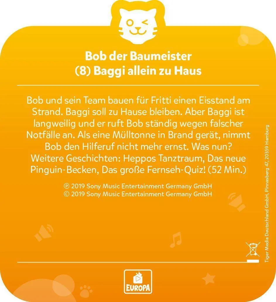 Bild: 4260535480975 | tigercard - Bob der Baumeister - Folge 8: Baggi allein zu Haus | 2021