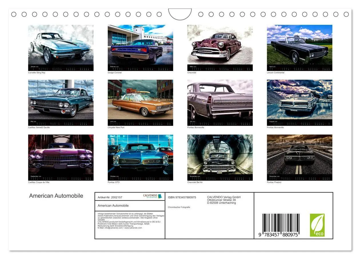 Bild: 9783457880975 | American Automobile (Wandkalender 2026 DIN A4 quer), CALVENDO...