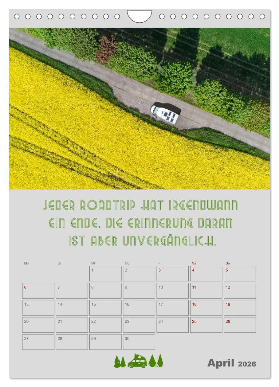 Bild: 9783516350975 | Roadtrips - Urlaub auf Rädern (Wandkalender 2026 DIN A4 hoch),...