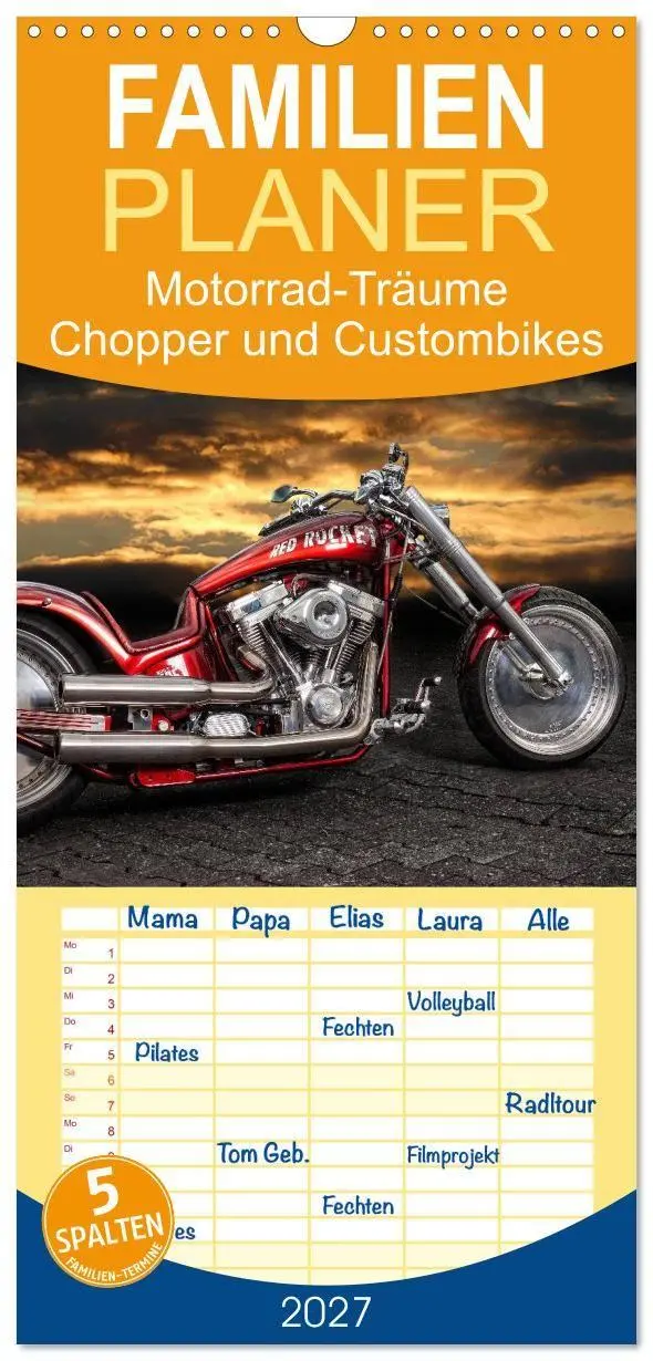 Cover: 9783594330975 | Familienplaner 2027 - Motorrad-Träume - Chopper und Custombikes mit...