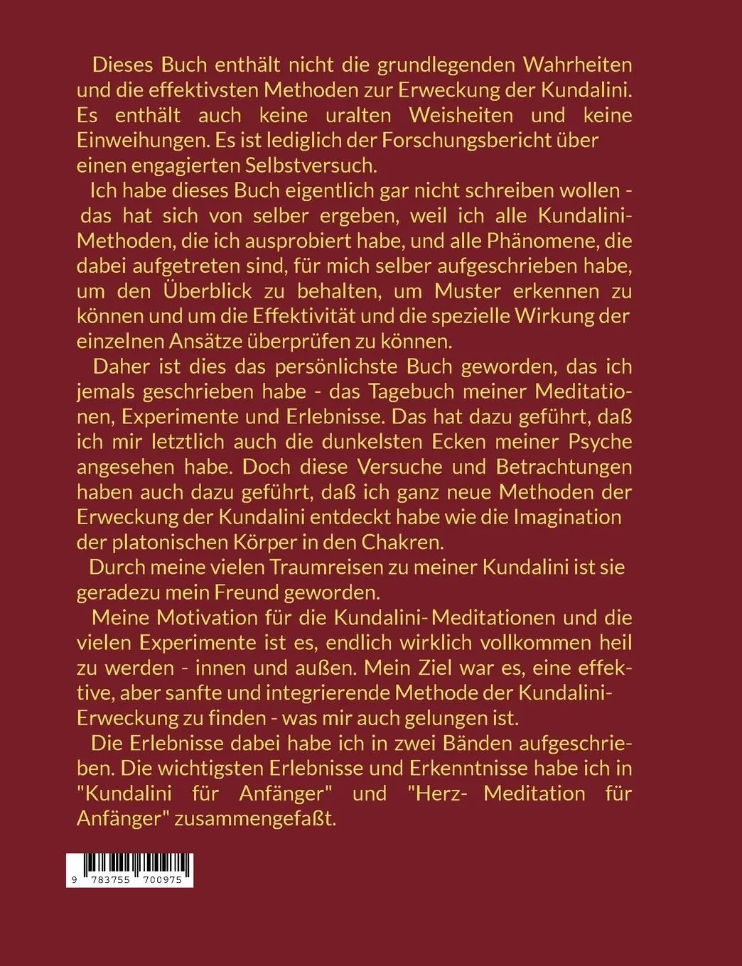 Rückseite: 9783755700975 | Kundalini II | Forschungsbericht über einen Selbstversuch | Eilenstein