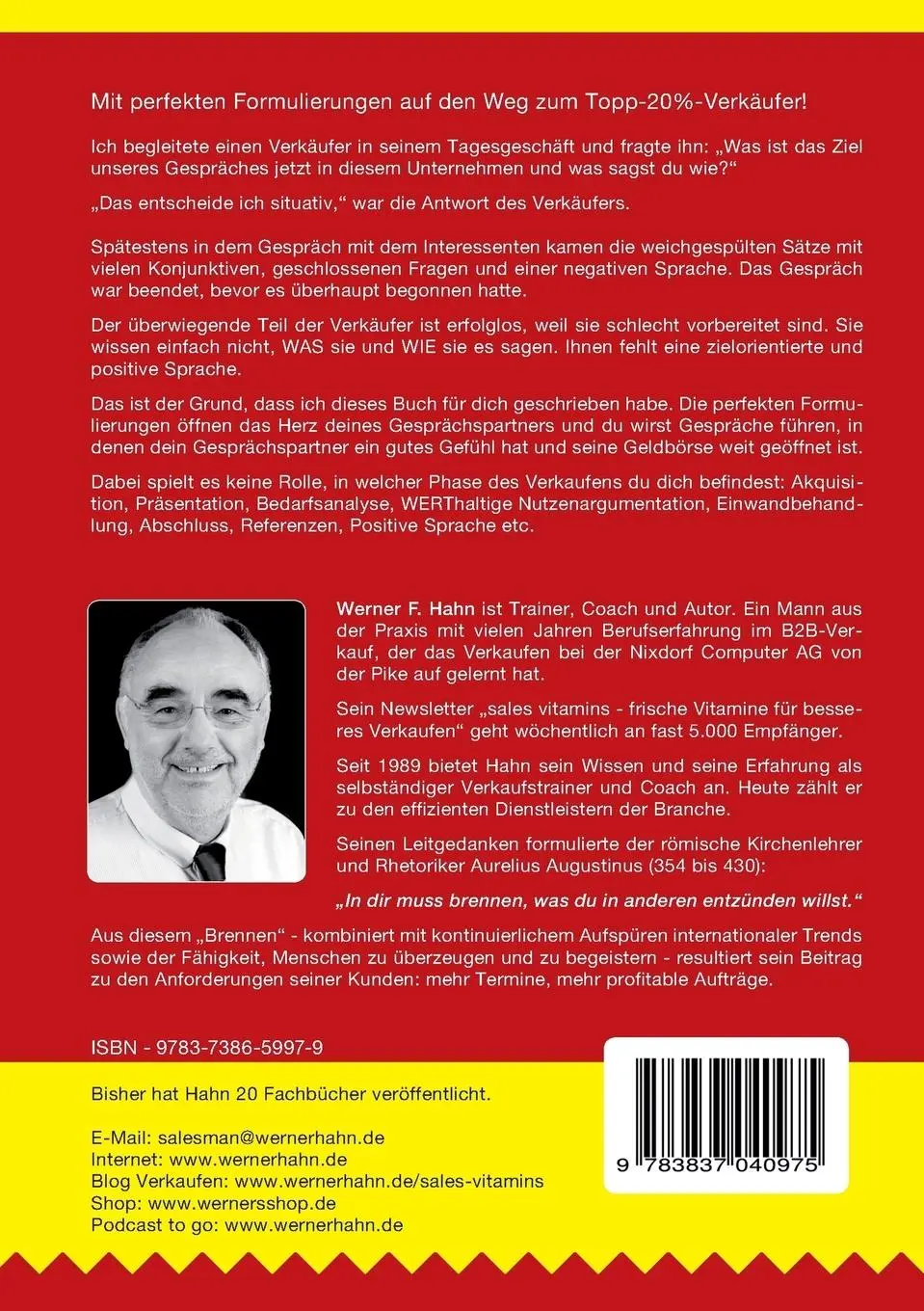 Rückseite: 9783837040975 | Perfekte Formulierungen für deinen Vertriebserfolg | Werner F. Hahn
