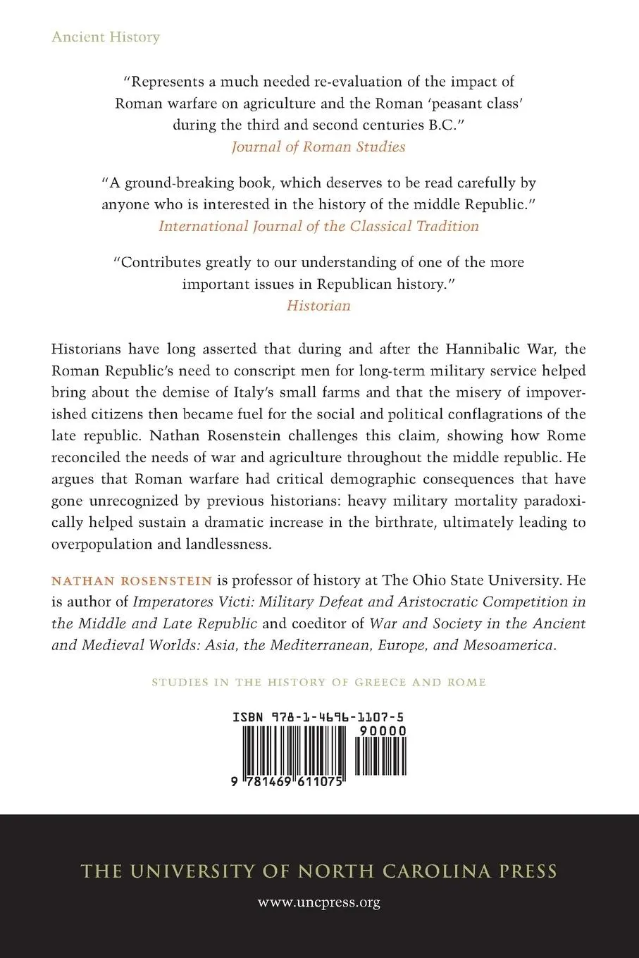 Rückseite: 9781469611075 | Rome at War | Farms, Families, and Death in the Middle Republic | Buch
