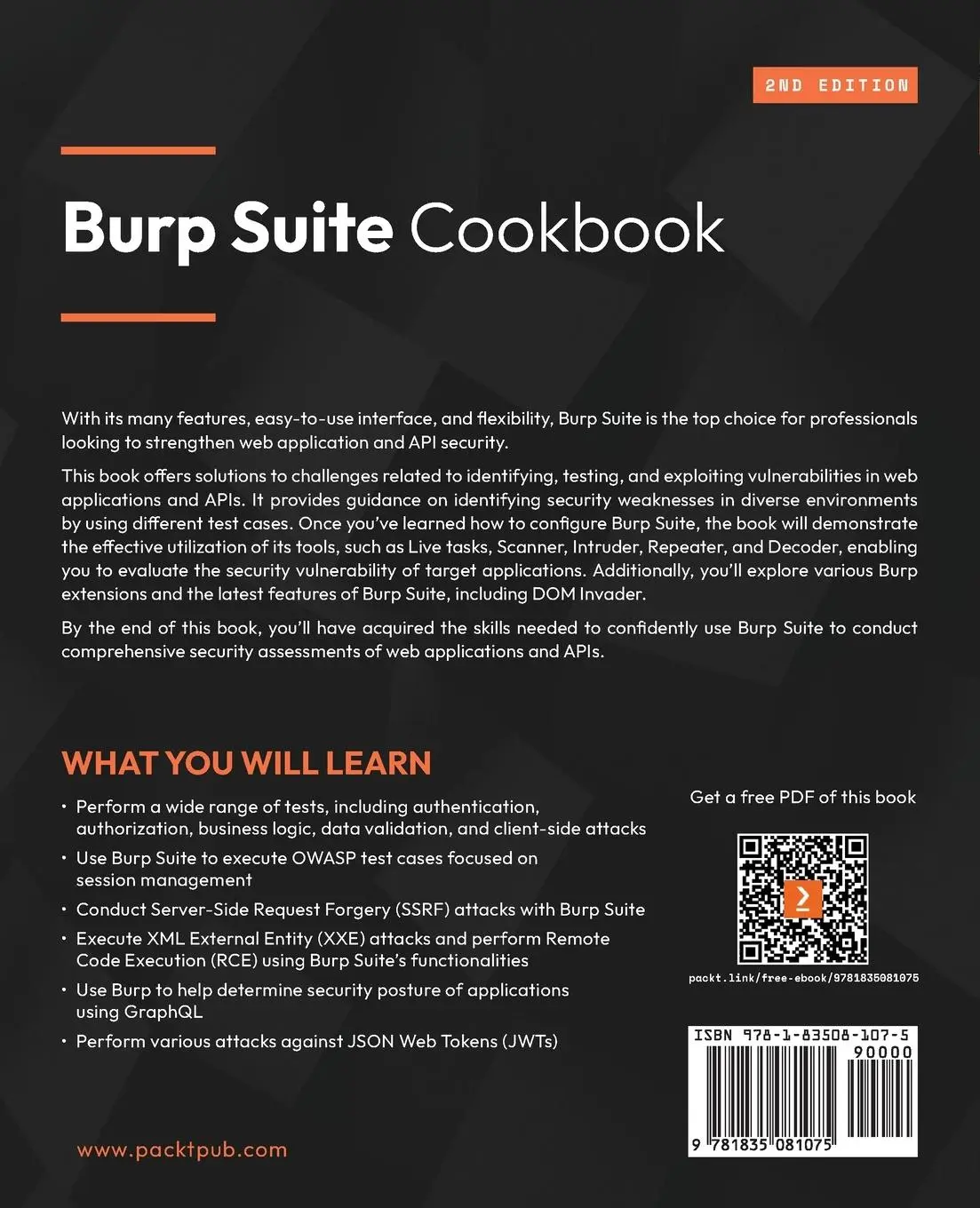 Rückseite: 9781835081075 | Burp Suite Cookbook - Second Edition | Sunny Wear | Taschenbuch | 2023