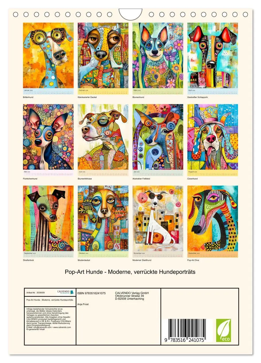 Bild: 9783516241075 | Pop-Art Hunde - Moderne, verrückte Hundeporträts (Wandkalender 2026...