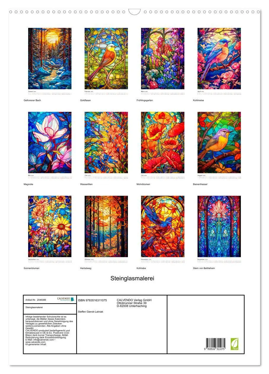 Bild: 9783516311075 | Steinglasmalerei (Wandkalender 2026 DIN A2 hoch), CALVENDO...