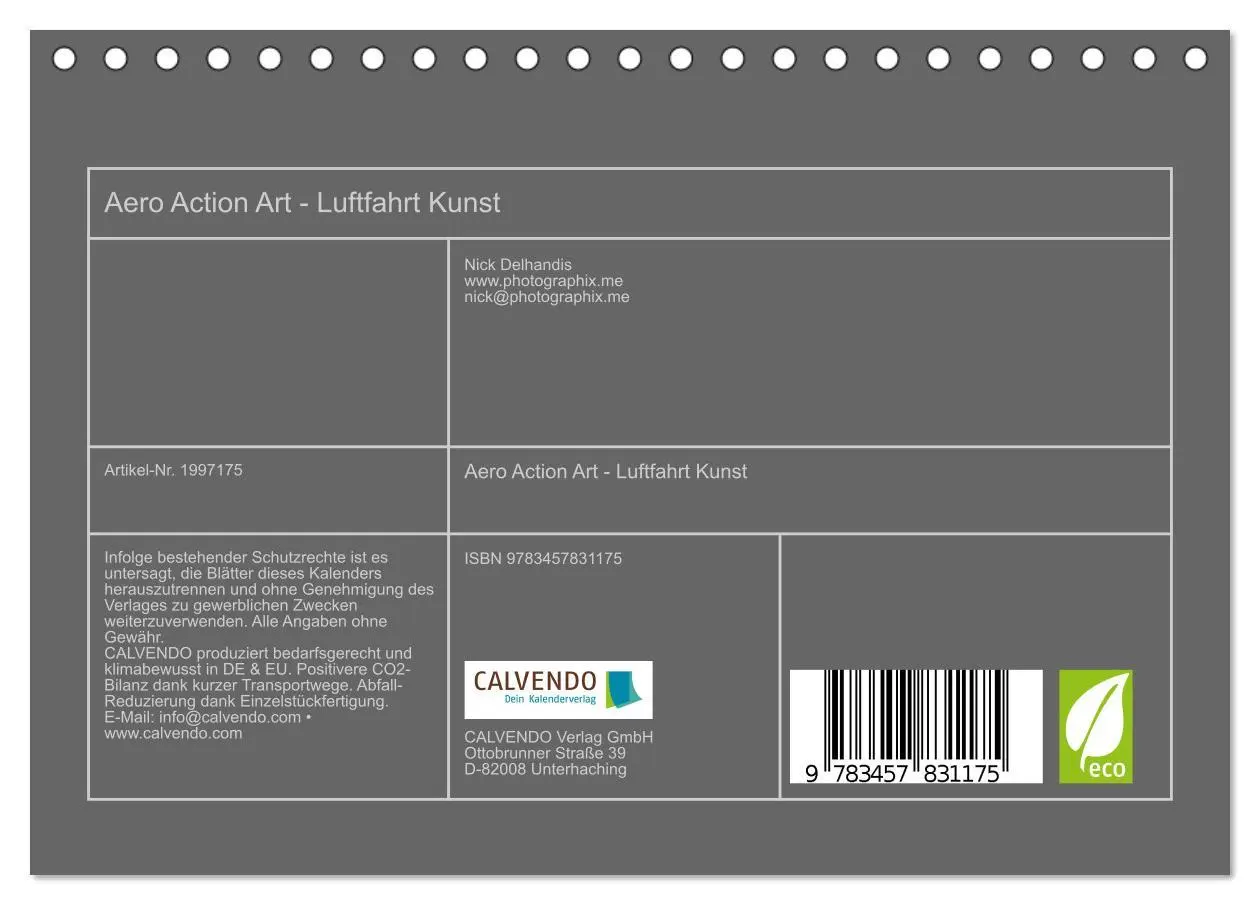Bild: 9783457831175 | Aero Action Art - Luftfahrt Kunst (Tischkalender 2026 DIN A5 quer),...