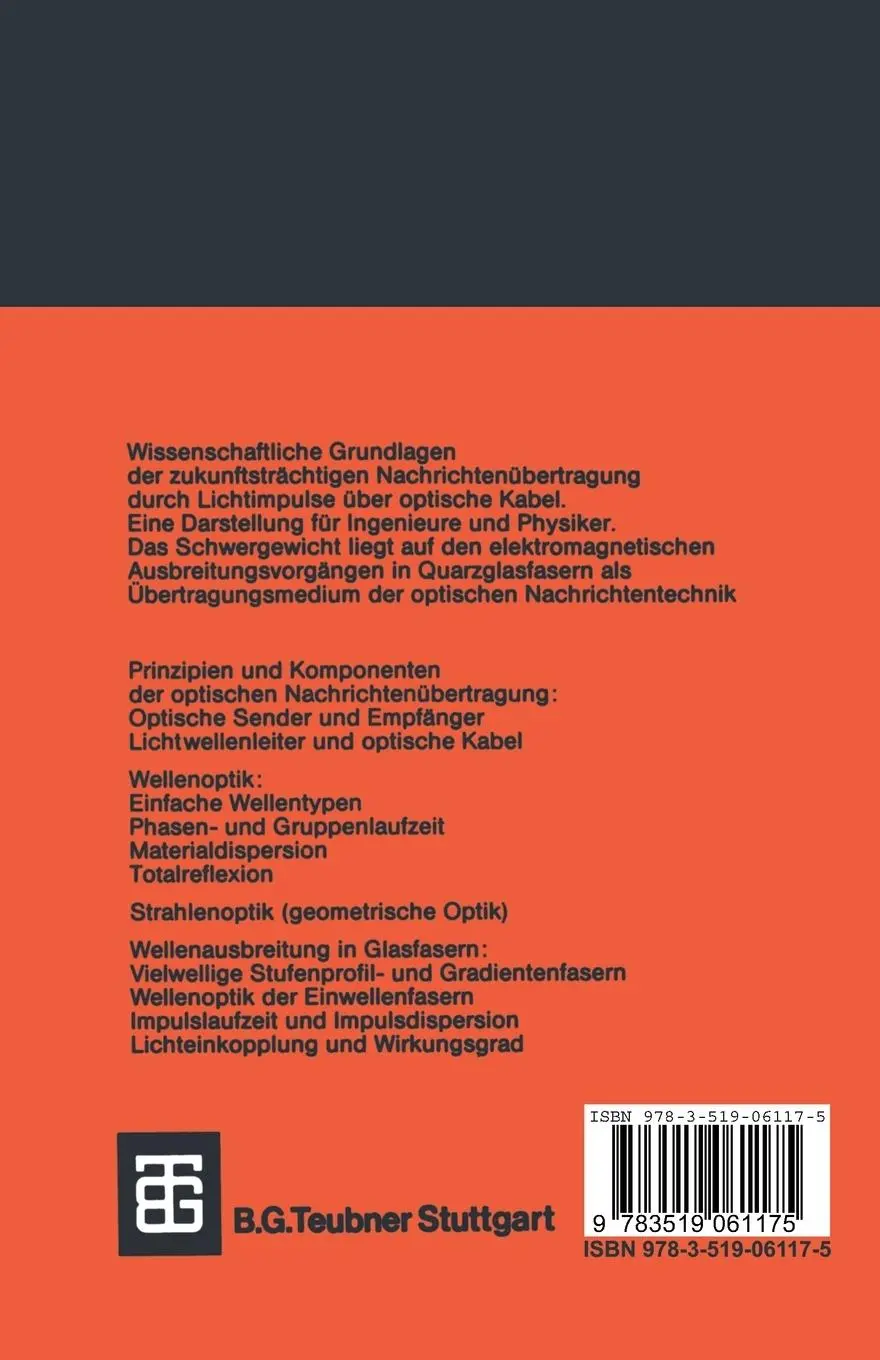 Rückseite: 9783519061175 | Grundlagen der faseroptischen Übertragungstechnik | Walter Heinlein
