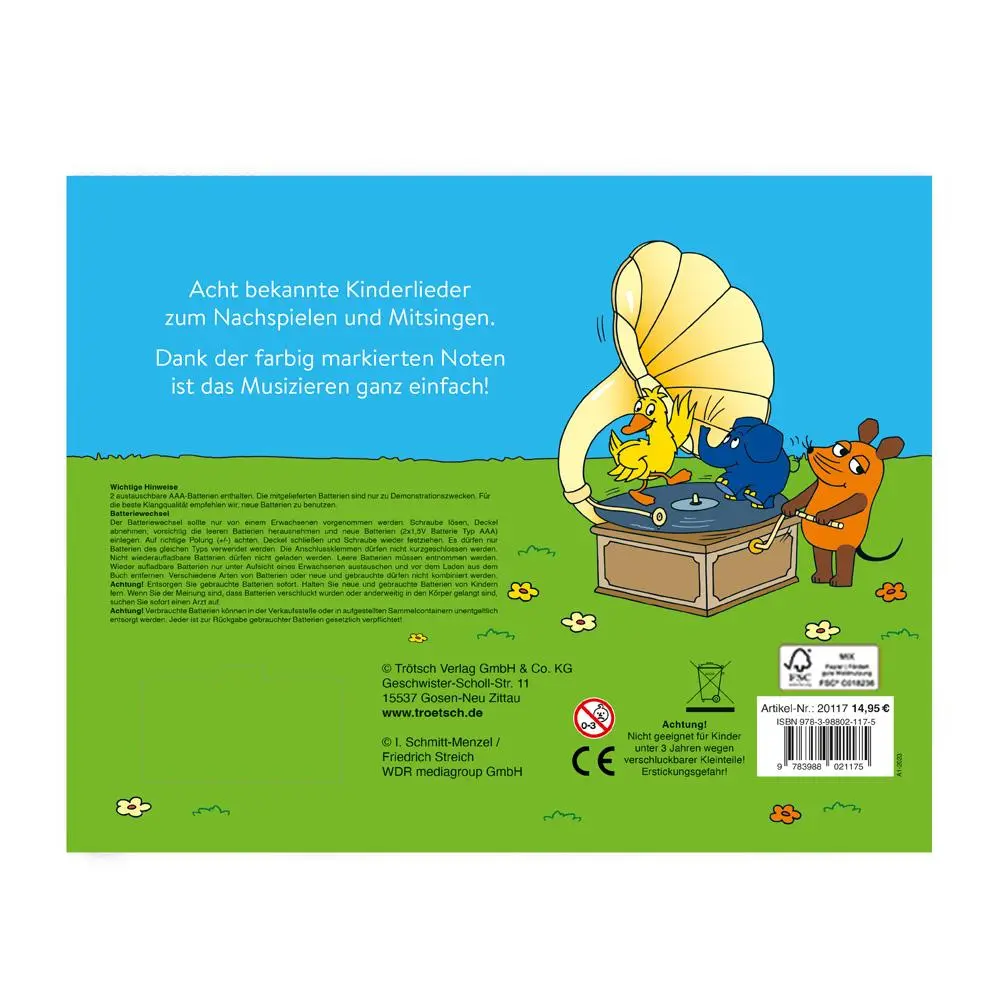 Rückseite: 9783988021175 | Trötsch Die Maus Klavierbuch Meine ersten Lieder Soundbuch Liederbuch