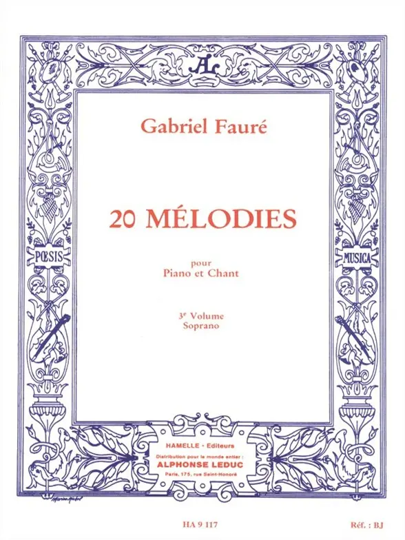 Cover: 9790230791175 | 20 mélodies vol.3 (nos.41-60) pour soprano et piano | Fauré | Buch