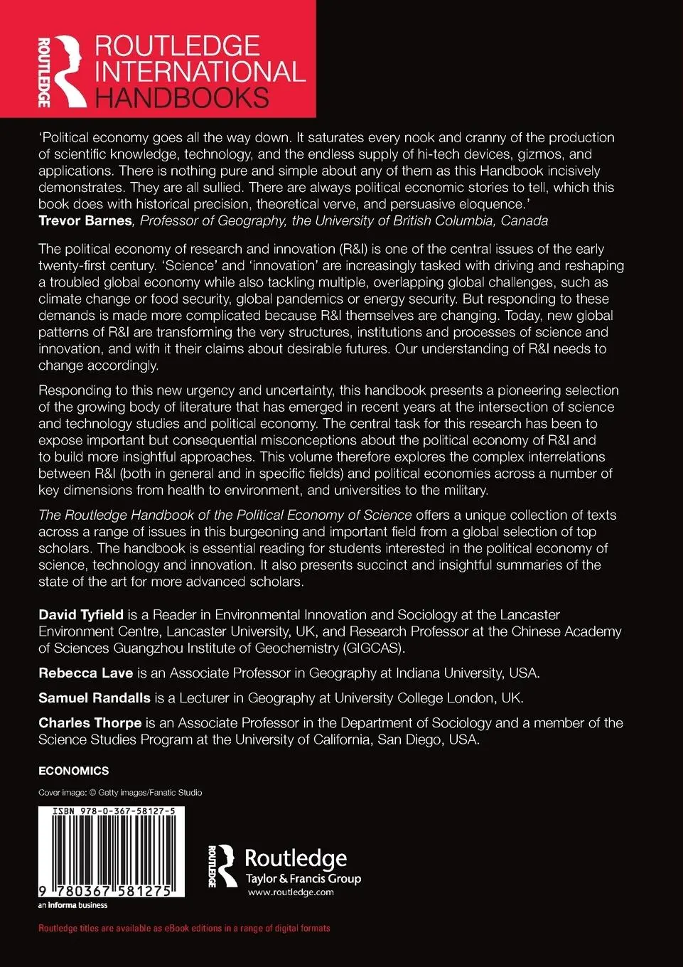 Rückseite: 9780367581275 | The Routledge Handbook of the Political Economy of Science | Buch