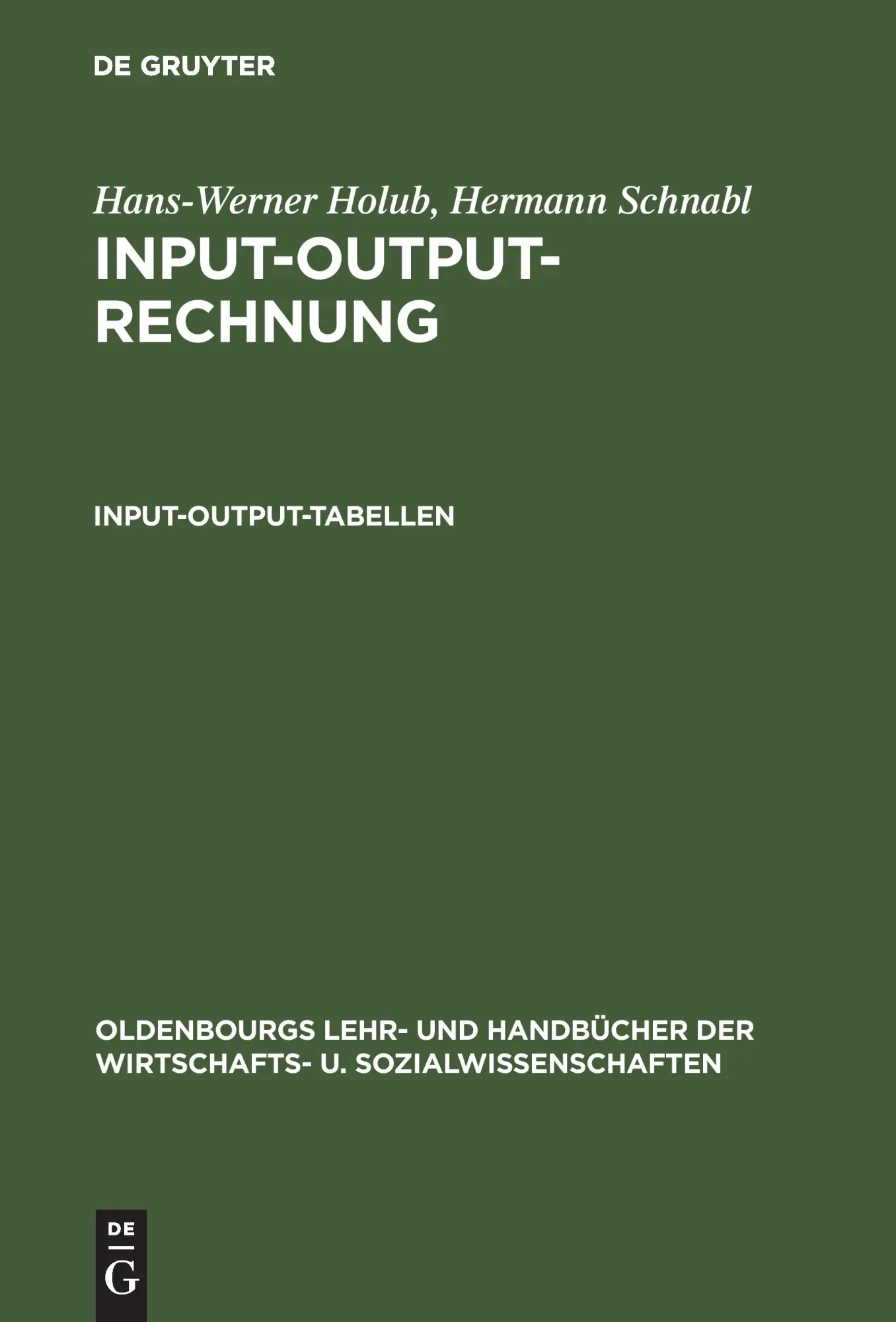 Cover: 9783486221275 | Input-Output-Rechnung: Input-Output-Tabellen | Einführung | Buch