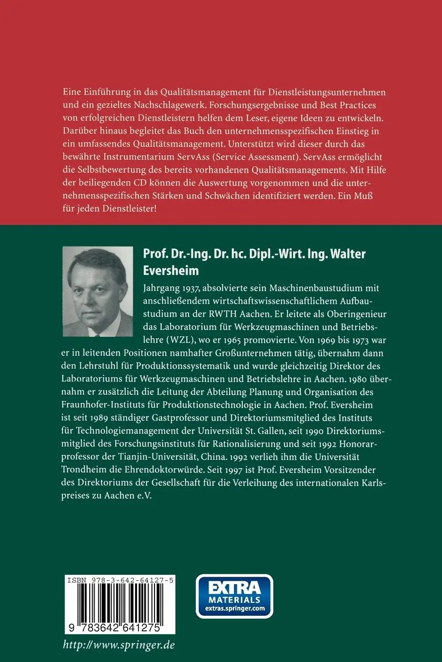 Rückseite: 9783642641275 | Qualitätsmanagement für Dienstleister | Walter Eversheim | Taschenbuch