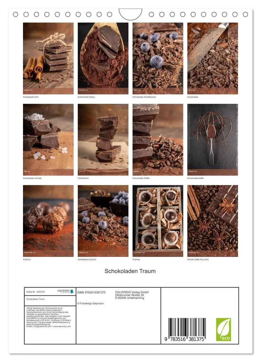 Bild: 9783516381375 | Schokoladen Traum (Wandkalender 2026 DIN A4 hoch), CALVENDO...