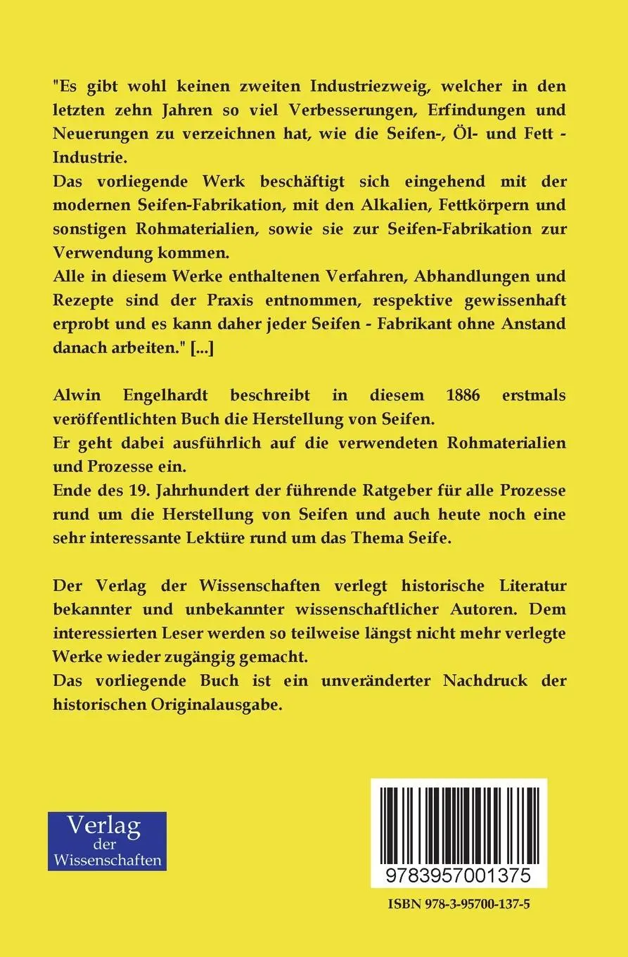 Rückseite: 9783957001375 | Handbuch der praktischen Seifen - Fabrikation | Alwin Engelhardt