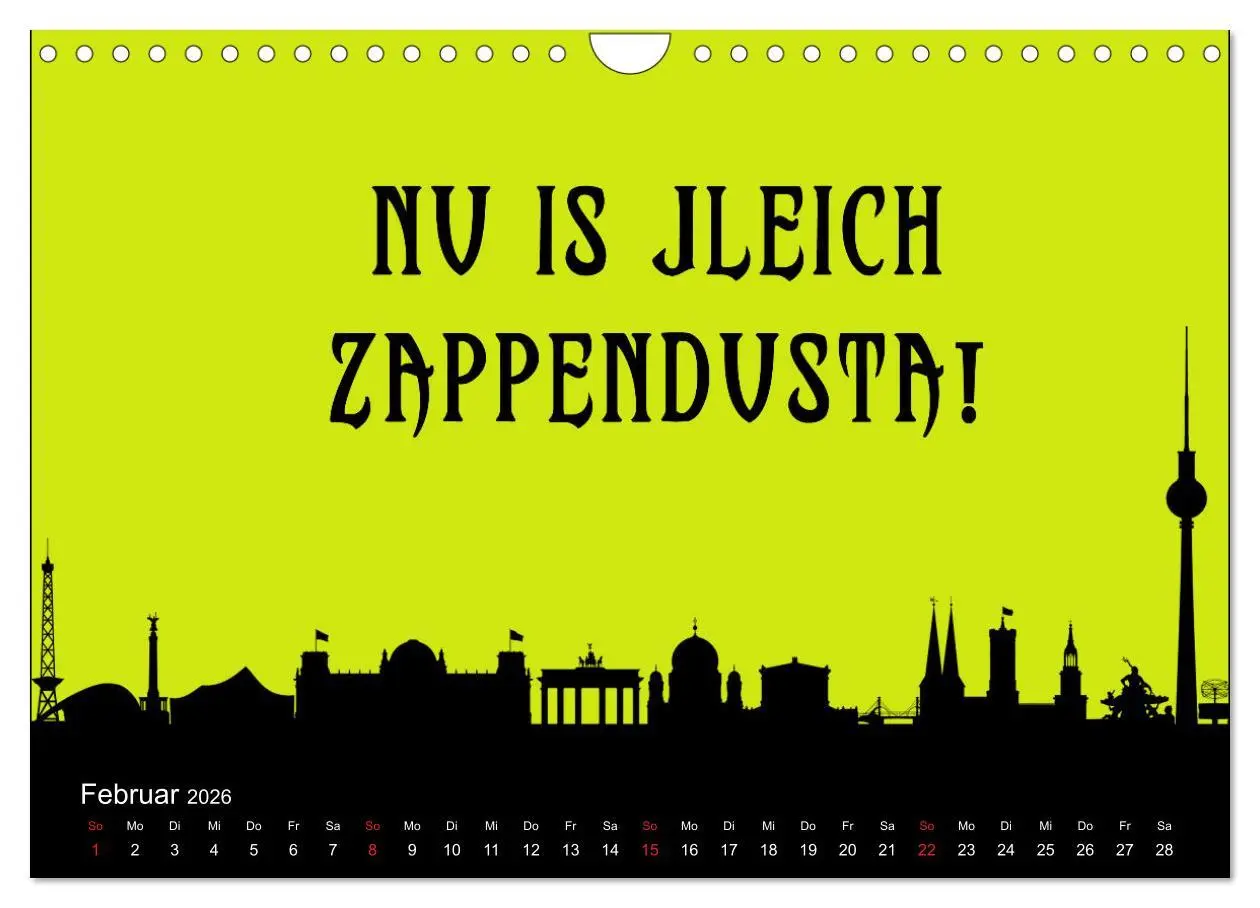 Bild: 9783457591475 | Berliner Mundart (Wandkalender 2026 DIN A4 quer), CALVENDO...