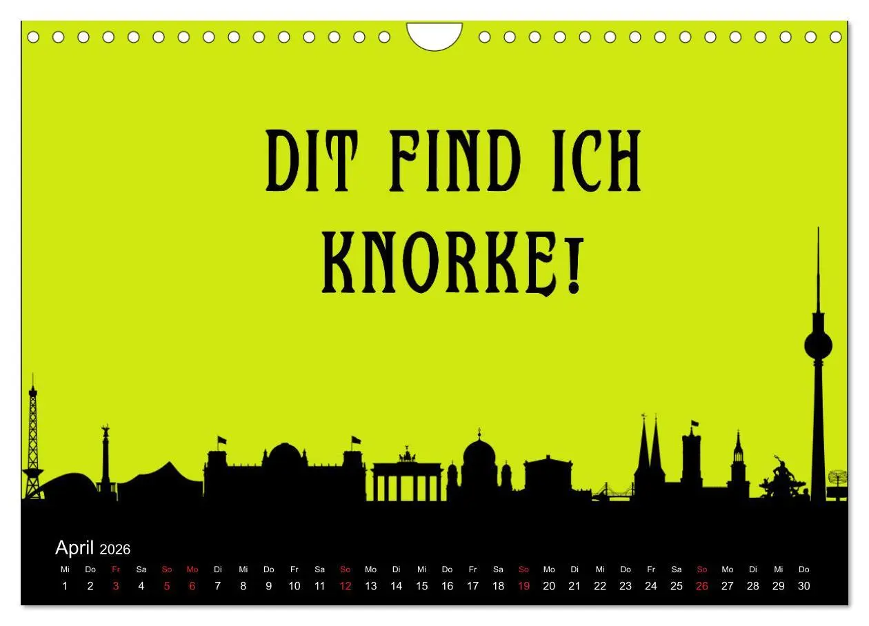 Bild: 9783457591475 | Berliner Mundart (Wandkalender 2026 DIN A4 quer), CALVENDO...